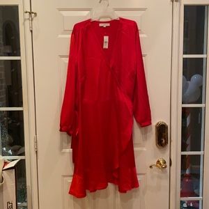 NWT LOFT Ann Taylor red silk dress 24